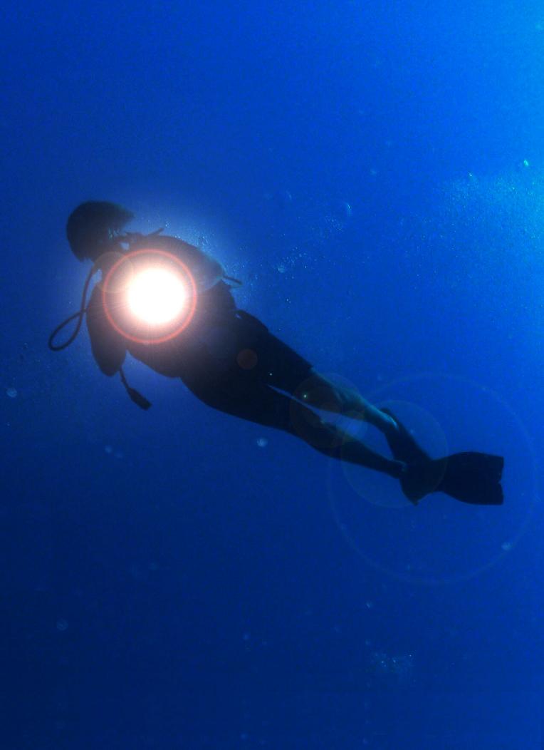Avoid shining your light in other divers' eyes